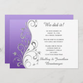 ヴィンテージ紫と銀華美フローラ渦巻き 招待状 (正面/裏面)