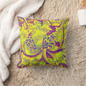 ヴィンテージ紫と黄色のアールデコパターン枕 クッション (ブランケット)