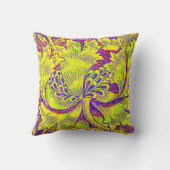 ヴィンテージ紫と黄色のアールデコパターン枕 クッション (裏面)