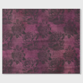 ヴィンテージ紫のバラパターン ラッピングペーパー (フラット)