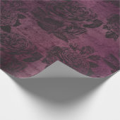 ヴィンテージ紫のバラパターン ラッピングペーパー (角)