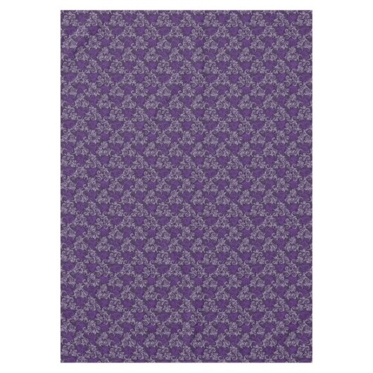 ヴィンテージ紫のフローラ渦巻き テーブルクロス (正面)