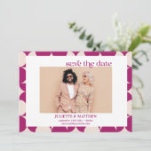 ヴィンテージ紫のミッドセンチュリーモダン写真 案内状 (スタンド正面)