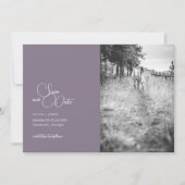 ヴィンテージ紫の写真の日付カードの保存 セーブザデート (正面)