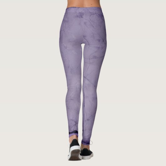 ヴィンテージ紫の大理石仕上げ女の女の子女ラベンダー レギンス (裏面)