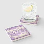ヴィンテージ紫の女性トワール・ド・ジュウプリント ストーンコースター (横)