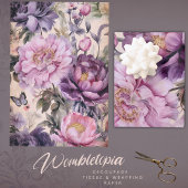 ヴィンテージ紫の花と蝶の切り離し 薄葉紙