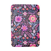 ヴィンテージ紫の花みすぼらしいシックなフローラ バスマット (正面縦)