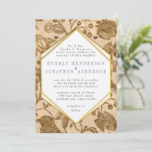 ヴィンテージ紫アクセント愛バードパタ結婚ーン 招待状 (スタンド正面)