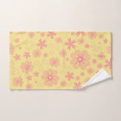 ヴィンテージ紫イエローオレンジ花柄タオル バスタオルセット (ハンドタオル)