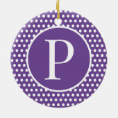 ヴィンテージ紫イニシャル文字水玉模様 セラミックオーナメント (裏面)