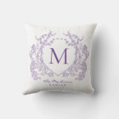ヴィンテージ紫エレガントフローラクレストモノグラム クッション (裏面)