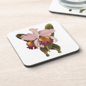 ヴィンテージ紫カトレヤオーキッド、熱帯花 コースター (左側)