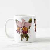 ヴィンテージ紫カトレヤオーキッド、熱帯花 コーヒーマグカップ (左)
