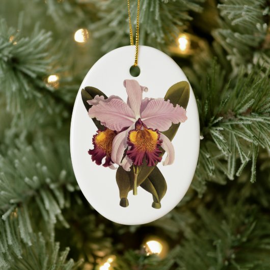 ヴィンテージ紫カトレヤオーキッド、熱帯花 セラミックオーナメント (ツリー)