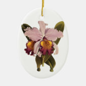 ヴィンテージ紫カトレヤオーキッド、熱帯花 セラミックオーナメント (正面)