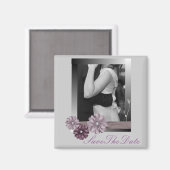 ヴィンテージ紫グレーの国のデイジー結婚ズ マグネット (正面/裏面)