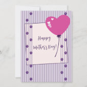 ヴィンテージ紫ストライプの花マザーズデイカード サンキューカード (正面)