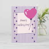 ヴィンテージ紫ストライプの花マザーズデイカード サンキューカード (スタンド正面)