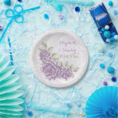 ヴィンテージ紫バラフローラ結婚ズ ペーパープレート (パーティー)