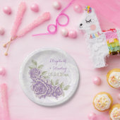 ヴィンテージ紫バラフローラ結婚ズ ペーパープレート (パーティー)