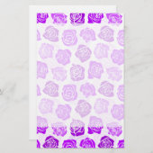 ヴィンテージ紫バラ文房具 便箋 (正面/裏面)