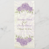 ヴィンテージ紫バラ結婚の式プログラムカード プログラム (正面)