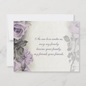 ヴィンテージ紫バラ結婚式の日付を保存 セーブザデート (裏面)