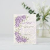 ヴィンテージ紫バラ結婚式RSVP応答カード 出欠カード (スタンド正面)