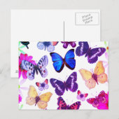 ヴィンテージ紫ピンクイエロカラフルチョウ ポストカード (正面/裏面)