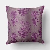 ヴィンテージ紫フランスのフローラダマスクパターン クッション (裏面)