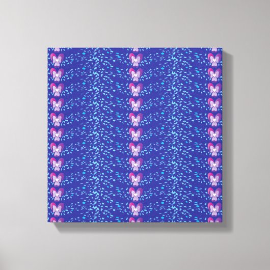 ヴィンテージ紫フローラの壁紙パターン キャンバスプリント (正面)