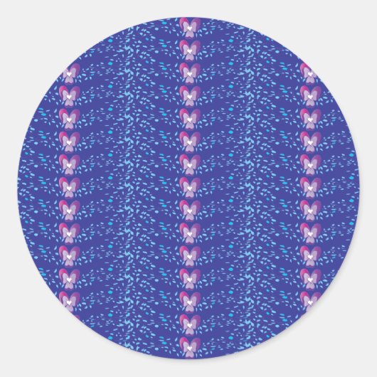 ヴィンテージ紫フローラの壁紙パターン ラウンドシール (正面)