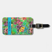 ヴィンテージ紫フローラグリーンパターンモノグラム ラゲッジタグ (正面横)