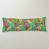 ヴィンテージ紫フローラグリーンパターン ボディピロー (裏面)