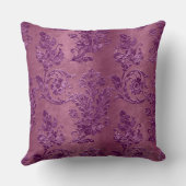 ヴィンテージ紫フローラダマスクバイオレットパターン クッション (裏面)