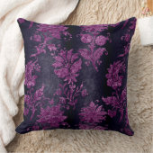 ヴィンテージ紫フローラダークダマスクパターン クッション (ブランケット)