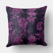 ヴィンテージ紫フローラダークダマスクパターン クッション (裏面)