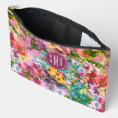 ヴィンテージ紫フローラピンク模様モノグラム アクセサリーポーチ (見開き)