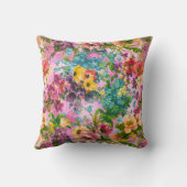 ヴィンテージ紫フローラピンク模様モノグラム クッション (裏面)