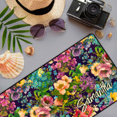 ヴィンテージ紫フローラブラックパターンモノグラム デスクマット