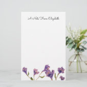 ヴィンテージ紫フローラ水色スタッパーソナライズされたト 便箋 (スタンド正面)