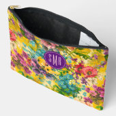 ヴィンテージ紫フローラ黄模様モノグラム アクセサリーポーチ (見開き)