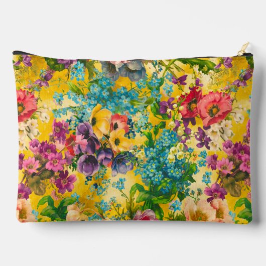 ヴィンテージ紫フローラ黄模様モノグラム アクセサリーポーチ (裏面)