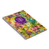 ヴィンテージ紫フローラ黄模様モノグラム ノートブック (右側)