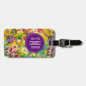 ヴィンテージ紫フローラ黄模様モノグラム ラゲッジタグ (正面横)