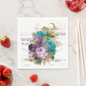 ヴィンテージ紫フローラ スタンダードランチョンナプキン (インサイチュ)