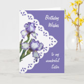 ヴィンテージ紫ホワイトアイリスフラワーシスターカード カード (黄色い花)