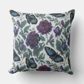 ヴィンテージ紫マゼンタフローラ アウトドアクッション (正面)