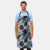 ヴィンテージ紫マゼンタフローラ エプロン (着用した状態)